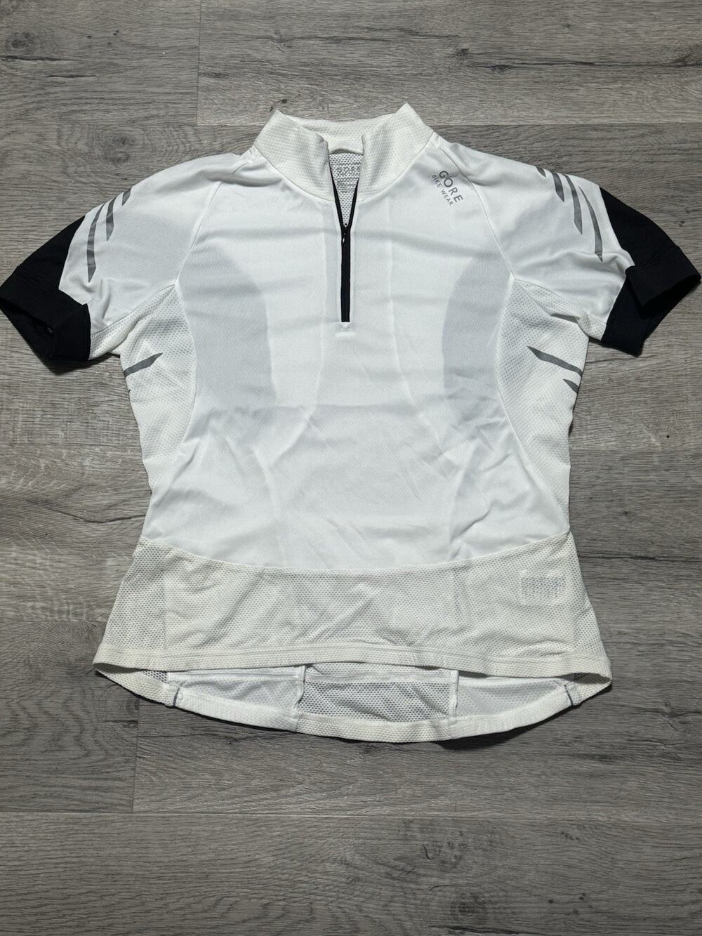 Gore Bike Wear Cycling Jersey XL 42 White Black 1/4 Zip Pockets